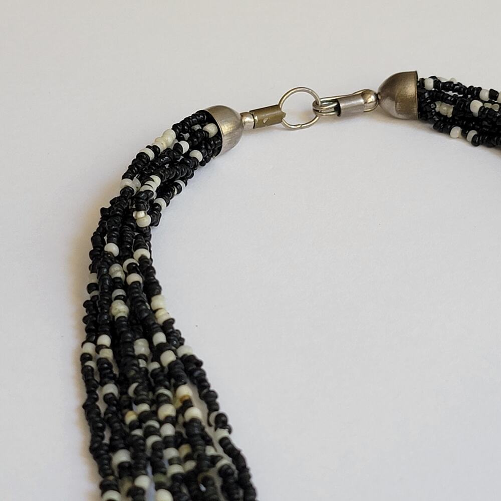 Multi-Layer Monochrome Bib Knot Statement Necklace - image 3